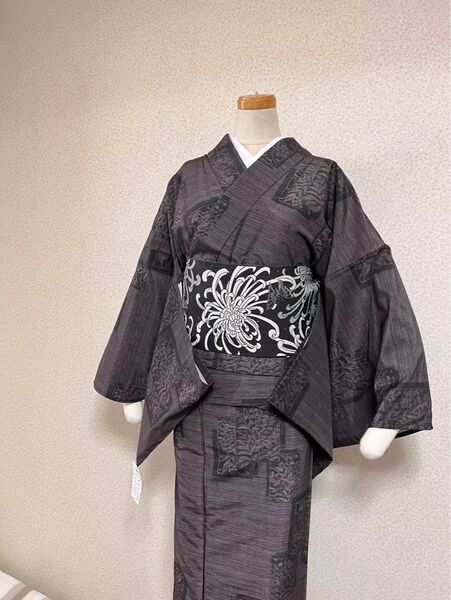 再入荷 大島紬調単衣 洗える着物 Mサイズ仕立て上り 普段着 単衣着物