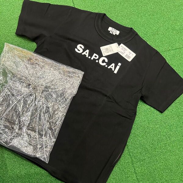 未使用品!サカイ×アーペーセー センターロゴ サイドファスナー Tシャツ Mサイズ ブラック 半袖 半袖Tシャツ