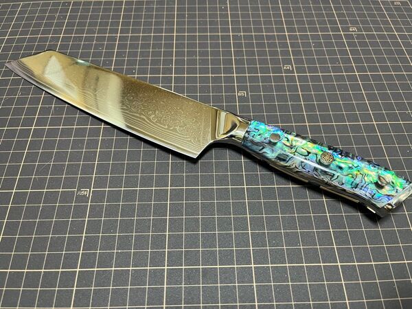 V金10号 V10 切り付け 三徳包丁 鏡面 ダマスカス67層鋼 包丁ガード 新品