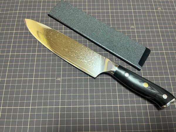 V10 V金10号 牛刀 シェフナイフ 包丁 鏡面 ダマスカス67層 包丁ガード 新品