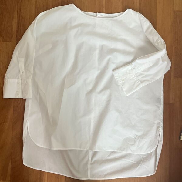 green label relaxing チュニックシャツ ブラウス白シャツ 七分袖