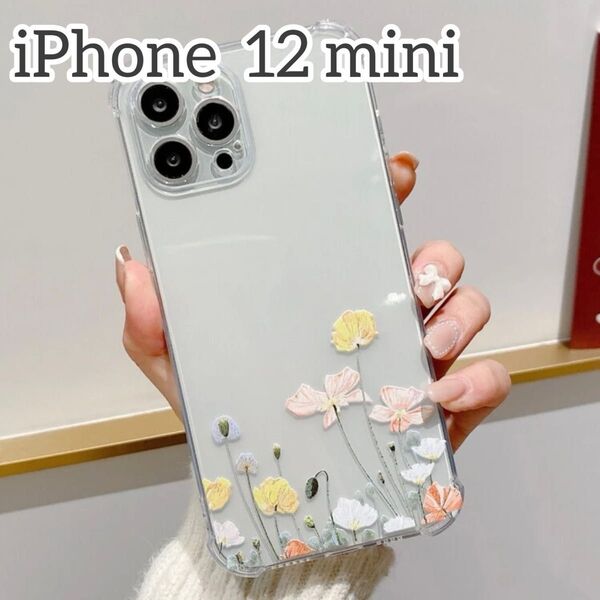 iPhone 12 mini ケース 花 クリア フラワー 花 透明 iPhoneケース カバー ケース シンプル 可愛い 韓国