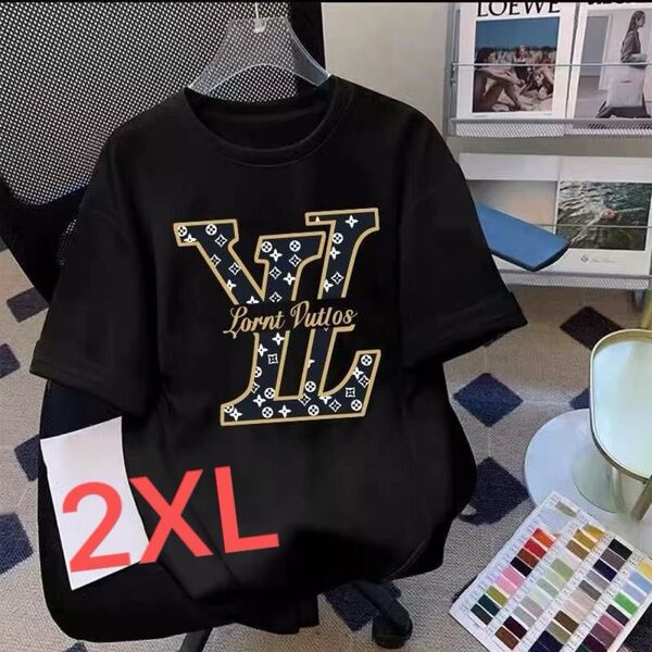 Tシャツ 半袖 半袖Tシャツ 黑2XL