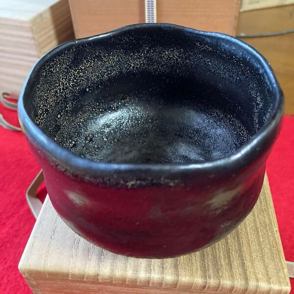 茶碗 時代古曾部焼 五十嵐新平造 黒楽茶碗 古曾部 合箱 /茶道 利休 古古曾部 江戸寛政時代