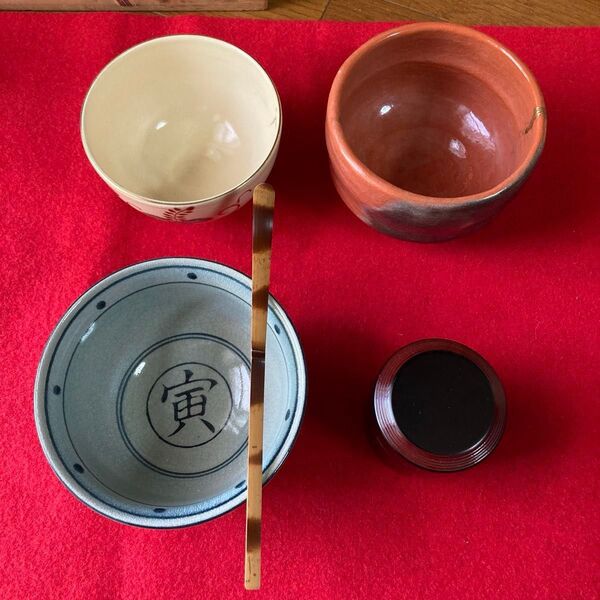 茶道具 まとめて 茶碗3 棗 茶杓 茶筅 金補修あり /茶道 利休 抹茶茶碗