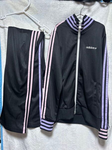 adidas NEO LABEL 3本ライン セットアップ パープルピンク トラックジャケット OT