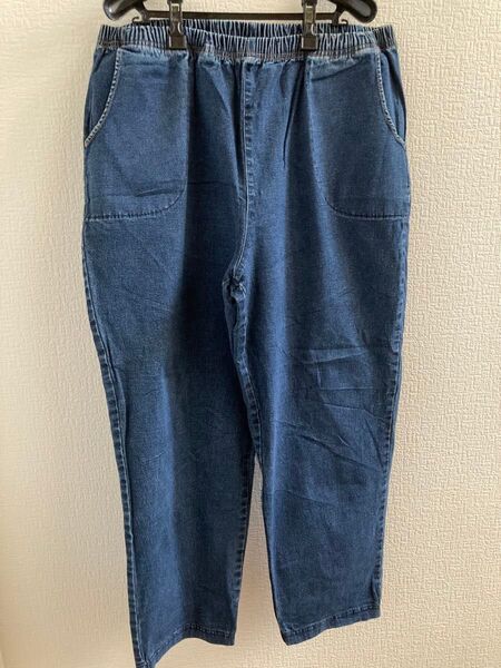 レディース 大きいサイズ デニムパンツ ジーンズ ウエスト総ゴム ストレッチ有り 古着
