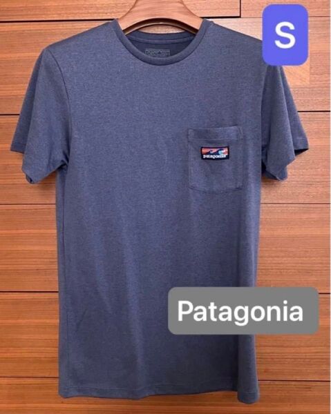 Sサイズ パタゴニア Patagonia 半袖Tシャツ 胸ポケット ネイビー