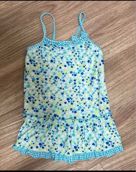 女の子 130 水着 ワンピース 花柄 ブルー