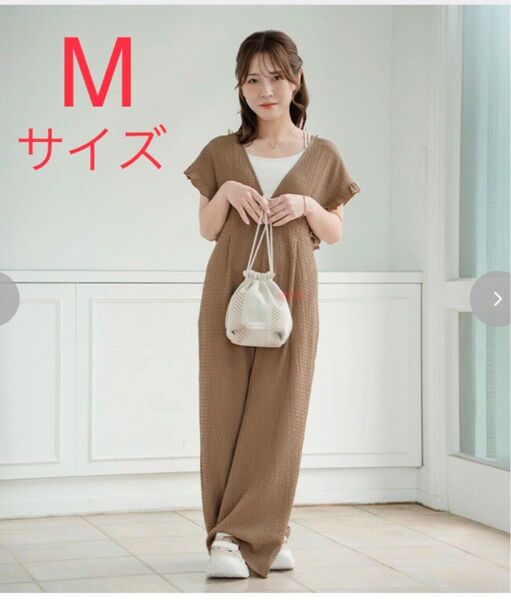 しまむら tal by yumi スザンヌ サロペット オールインワン ダークベージュ M