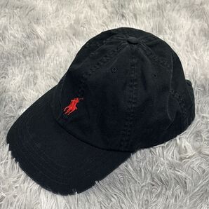 【美品】POLO ポロラルフローレン ベースボール キャップ 帽子 黒 ブラック シンプル 普段使い