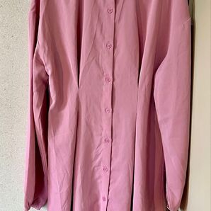 SHEIN くすみピンクのシャツワンピース