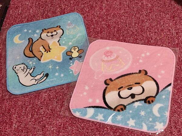 【新品未開封品】可愛い嘘のカワウソ 星空さんぽ ハンドタオル 2点
