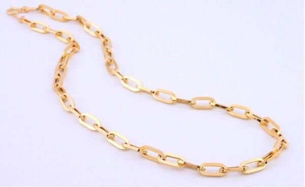 18金 ペーパークリップチェーン ネックレス 幅5.2mm 45cm12.42g