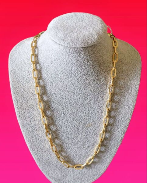 18金 ペーパークリップチェーン ネックレス 幅5.2mm 45cm12.42g