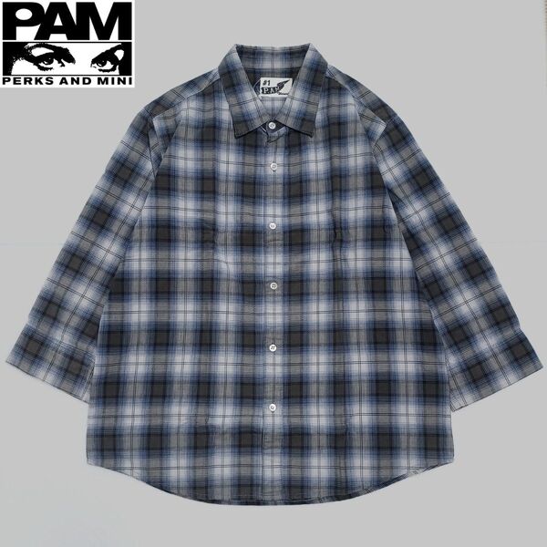 P.A.M. 七分袖 オンブレチェックシャツ M パム PERKS AND MINI パークスアンドミニ