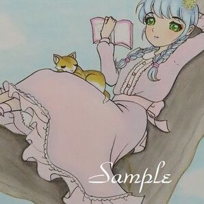 手描きオリジナルイラスト☆読書の木