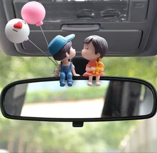 車用品 車内 アクセサリー カー用品 かわいい カップル 風船 樹脂 バースデー 自動車の小物 (ピンクの風船)