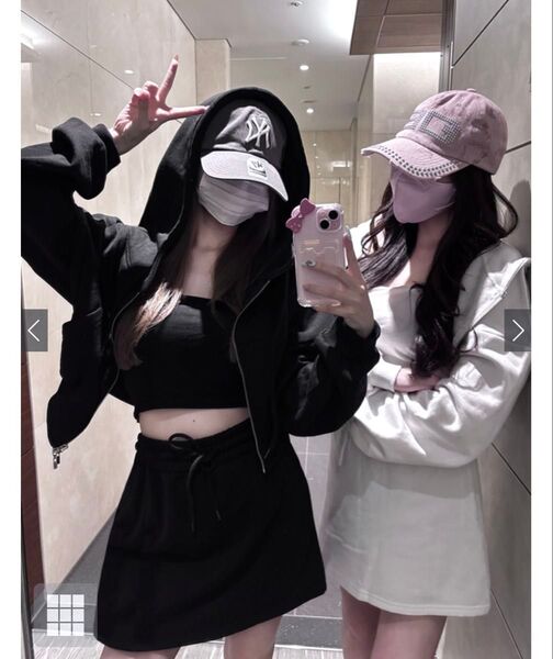 GRL パーカー×ミニスカート裏起毛スウェットセットアップ pm317