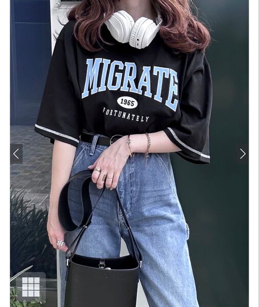 GRL カレッジロゴステッチショート丈Tシャツ tu726