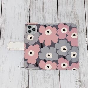 北欧 花柄 iPhoneケース 16 15 14 13 mini手帳形 レザー スマホケース