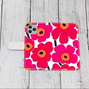 北欧 花柄 iPhoneケース 16 15 14 13 mini手帳形 レザー スマホケース