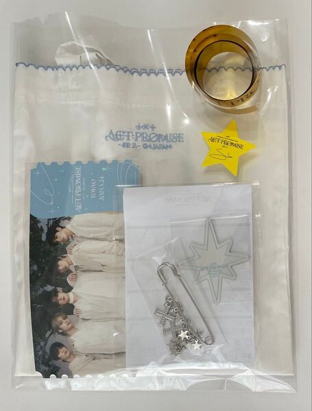 TXT 有明 アプグレ特典 プレミアムシート 東京 限定 ACT PROMISE EP.2 バッグ ピンブローチ スビン おまけ