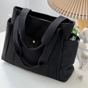 黒 トート 内袋 バッグ マザーズ キャンパス ランチ ピクニック 弁当 肩掛け サブバッグ キャンバス 手提げ ブラック