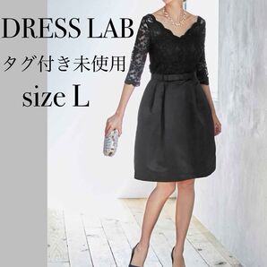 【未使用】DRESS LAB ドレスラボ ひざ丈ワンピース パーティードレス ドレスワンピ 大きいサイズ Vネック オケージョン