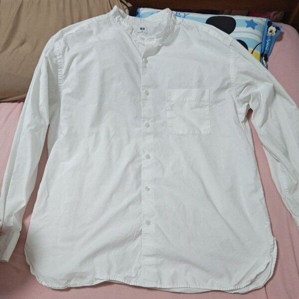 ユニクロ スタンドカラーシャツ ホワイト XL UNIQLO