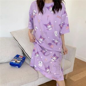 夏新作 ワンピース クロミ パジャマ ルームウエア 半袖 可愛い 値引き不可 巾着付き