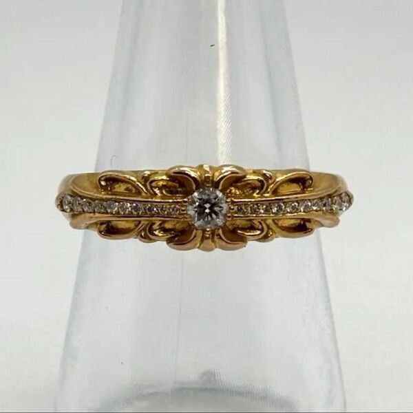クロムハーツ22K ベイビー クラシック フローラル クロス リング ダイヤPAVE ジュエリー ダイヤモンド ダイヤパヴェ