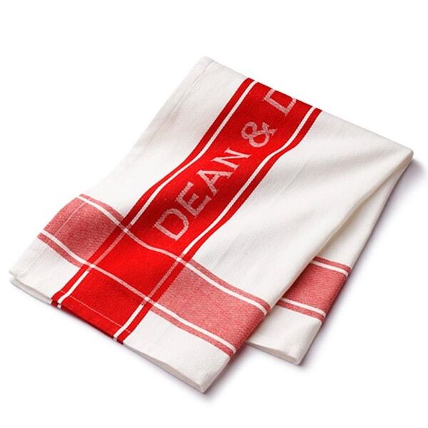DEAN&DELUCA ティータオル レッド 大判 ロゴ入り キッチンタオル ふきんブランド:DEAN & DELUCA