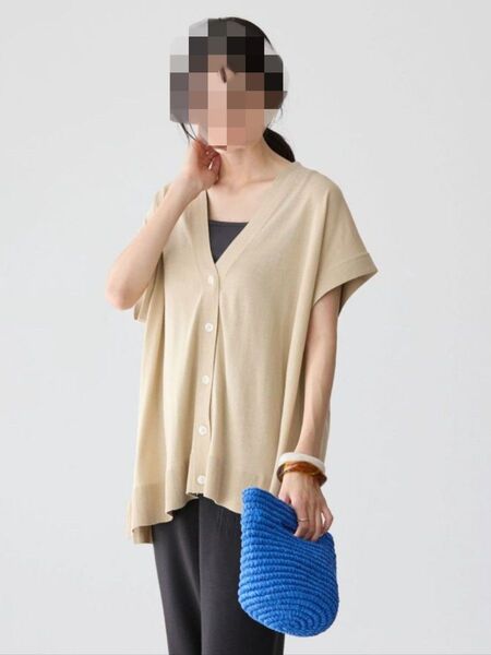 AMERICAN HOLIC 接触冷感Vネックニットカーディガン L ベージュ