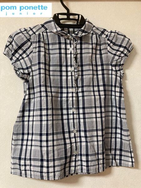 pom ponette juniorポンポネット ジュニアナルミヤフレンチスリーブ フリルシャツ 150
