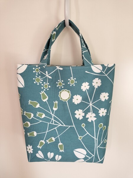 手提げバッグ トートバッグ ハンドメイド 花柄 ボタニカル ランチバッグ エコバッグ 葉っぱリーフ柄 ミニバッグ サブバッグ