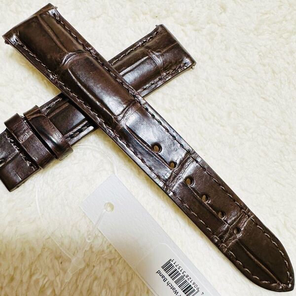 2008#19mm-16mmダークブラウン★本物クロコダイルベルト★スイス製