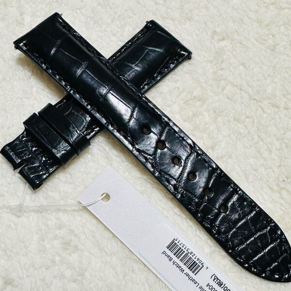 3004#20mm-18mmブラック★本物クロコダイルベルト★スイス製