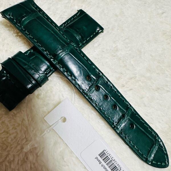 3022#20mm-18mmダークグリーン★本物クロコダイルベルト★スイス製