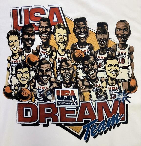 ★未使用品 バスケットボール USA代表 初代ドリームチーム Tシャツ DREAMTEAM ユニフォーム NBA シャツ バスケ ジョーダン バークレー 美品