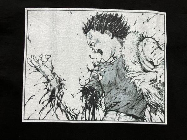 【未使用品】 アキラ AKIRA 鉄雄 テツオ 島鉄雄 金田 カネダ akira Tシャツ ブラック 黒 半袖 美品 新品 M アニメ 綿 コットン COTTON XL