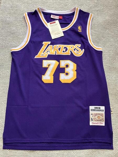 訳あり! NBA LAKERS デニス・ロッドマン RODMAN ★ ロサンゼルス・レイカーズ ユニフォーム ゲームシャツ ジャージ 刺繍 タンクトップ L