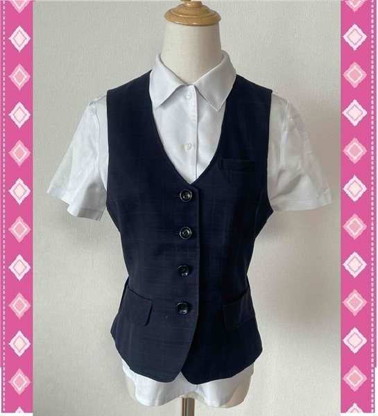 ※Bランク※【中古】SELERY_9号ベスト/03601/チェック/セロリー/かわいい会社事務服/おしゃれOL制服