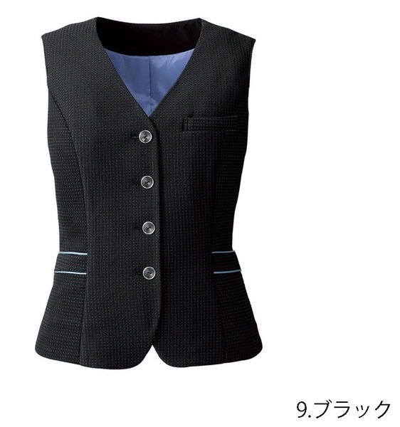 【新品】Folk_13号_ベスト(9:黒/ブラック)FV36359/フォーク/かわいい会社事務服/おしゃれOL制服