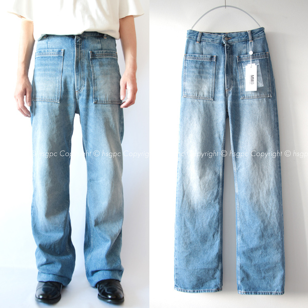 【定価6.4万】新品 MM6 メゾン マルジェラ ワイドレッグ ワークポケット デニム パンツ オーバーサイズ ボトムス ジーンズ Maison Margiela