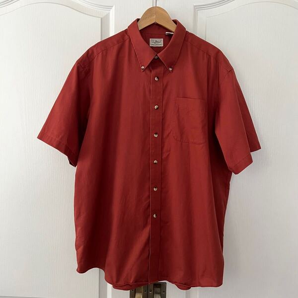 L.L.Bean エルエルビーン 半袖 シャツ XL オレンジ オーバーサイズ ボタンダウン 大きいサイズ llbean ブロード ワイシャツ