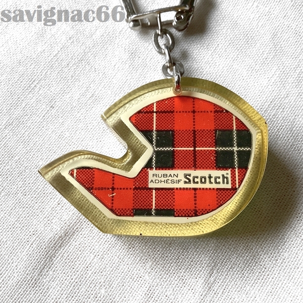 60年代 フレンチキーホルダー アクリル Scotch スコッチマジック テープ ★60s フランス vintage ブルボン アンティーク 昭和 レトロ 雑貨