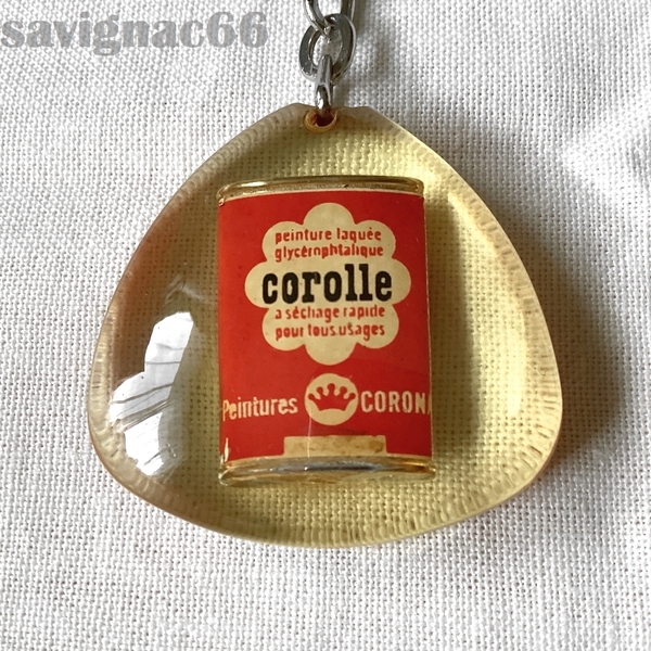 60年代 フレンチキーホルダー アクリル corolle COROLYS ペンキ缶 塗料★ 60s フランス vintage アンティーク ブロカント ブルボン レトロ