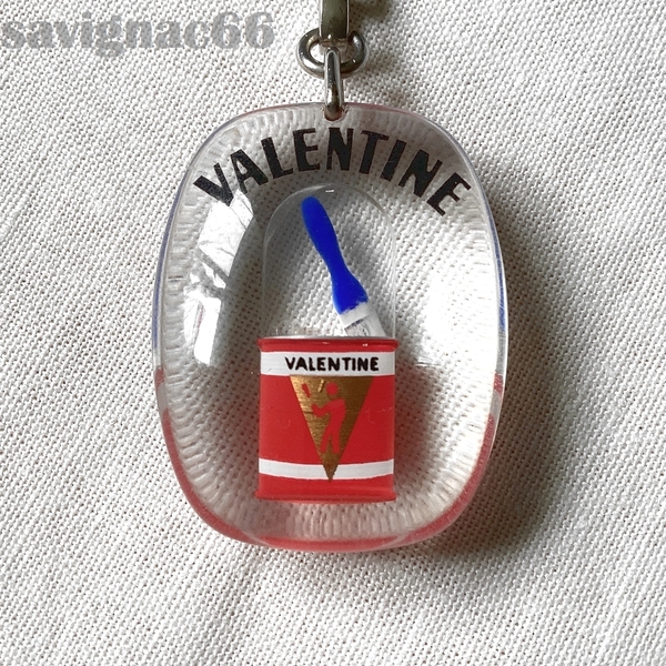 60年代 フレンチキーホルダー ブルボン VALENTINE ペンキ ペイント ブラシ 刷毛 ★ 60s フランス vintage アンティーク 画材 当時物 レトロ