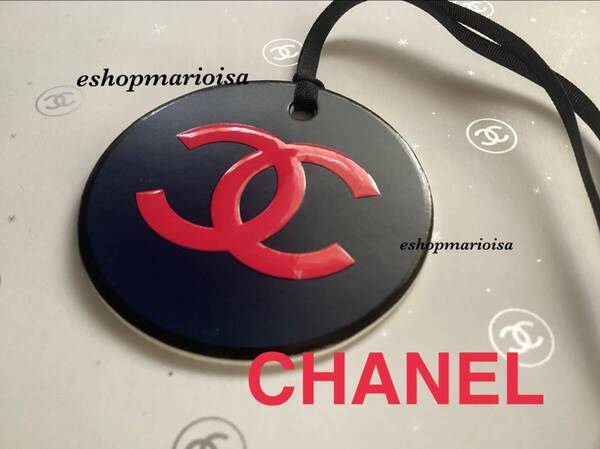 Chanel◆シャネル チャーム 黒リボンストラップ付 ピンクロゴ ココマーク バッグチャーム 非売品 ノベルティ ラッピングリボン一緒に